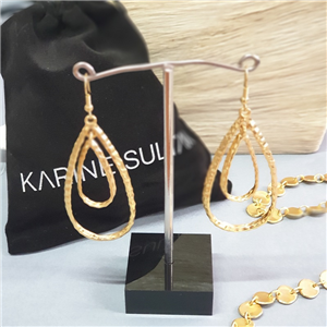 Boucles d'oreilles, gouttes doubles doré à l'or fin KARINE SULTAN E50411-10