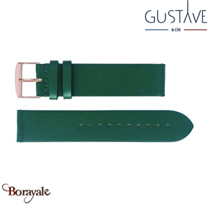 Bracelet de montre GUSTAVE & cie Cuir Vert Rose doré