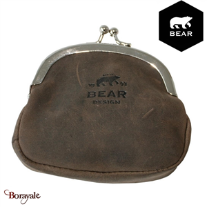 Porte monnaie Bear Design en Cuir de vachette brut Brut Collection : brut