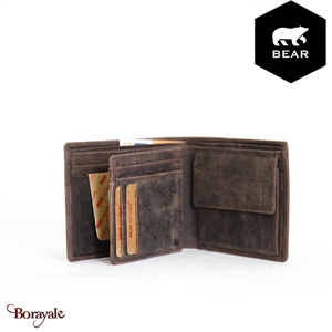 Portefeuille Bear Design en Cuir de vachette brut Brut Collection : brut