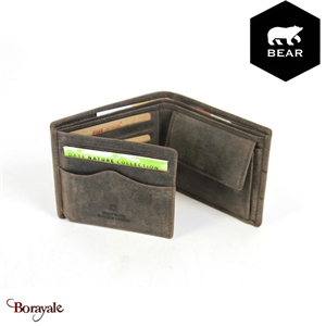 Portefeuille Bear Design en Cuir de vachette brut Brut Collection : brut
