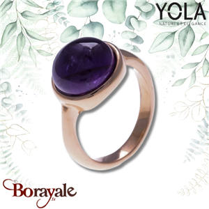Bague Yola Nature Cabochon Améthyste Acier plaqué IP rose IG-120-56