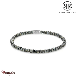 Bracelet Rebel & Rose Collection : Glass Rocks Black Leopard  Taille M RR-40116-