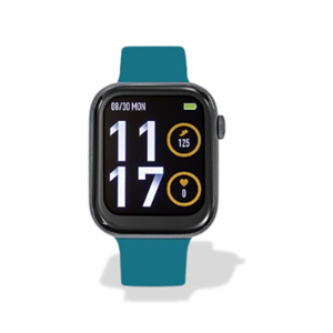 Montre TEKDAY pavé connectée unisexe boîtier noir, silicone blau canard 656550