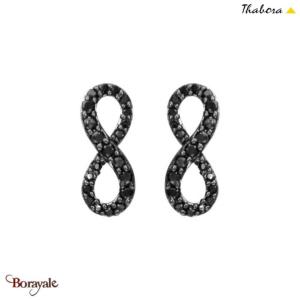 Boucles d'oreilles Thabora femme infini strass noirs en argent T016250N