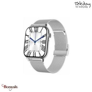 Montre TEKDAY connectée Mixte / unisexe  boîtier acier, acier milanais argent