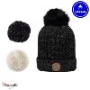 Bonnet + 3 pompons Royal Mojito noir - lurex avec polaire Cabaïa 50% acrylique 5