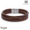 Bracelet Rebel & Rose Full metal premium combo 12mm cognac M, Homme RR-M0056-S-M