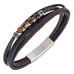 Bracelet All Blacks bijoux Homme acier et cuir 682358