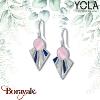 Boucles d'oreilles Nacre blanche et rose lapis lazuli Collection Art déco YOLA N