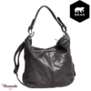 Sac épaule Bear Design en Cuir de vachette lavé Noir