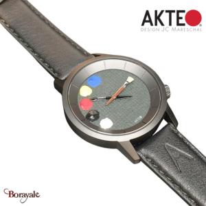 Montre AKTEO Art - Peinture 5 taches 38 mm noire ronde APe06