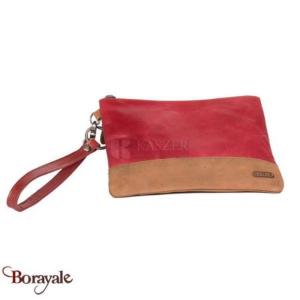 Pochette  KASZER collection Wyoming naturel clair et rouge carmin 227513-R