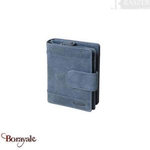 Porte monnaie kaszer collection Wyoming Blue en Cuir de vachette bleu jeans 5801