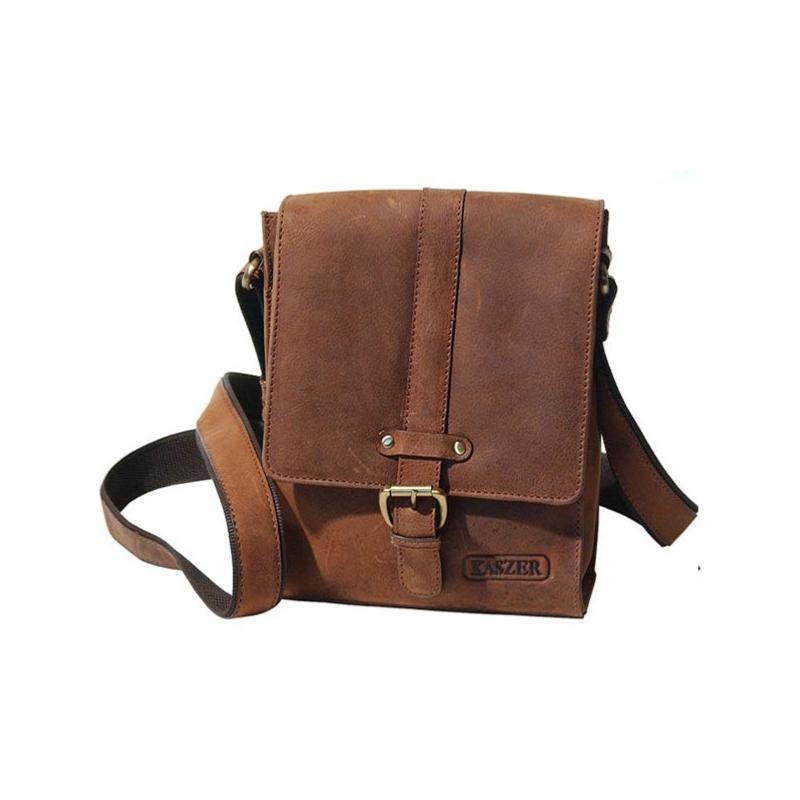 Sac bandoulière KASZER collection Nevada Marron naturel clair touché velours 200