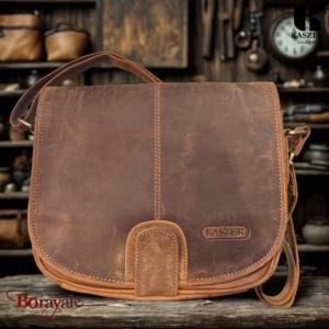 Sac bandoulière KASZER collection Wyoming brun naturel moyen 20602-C6