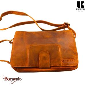 Sac bandoulière KASZER collection Wyoming brun naturel moyen 20626-C6