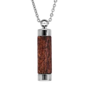 Collier THABORA Homme pendentif bois acier