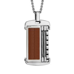Collier THABORA Homme pendentif bois acier